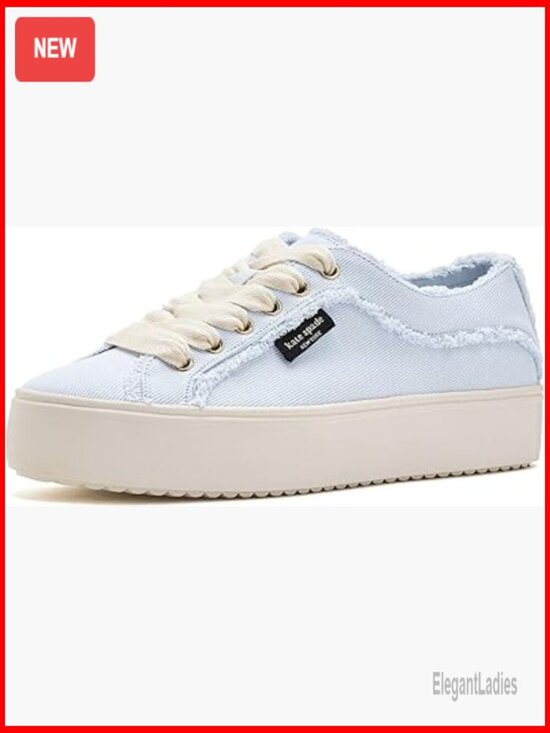 Shoes - Women's Platform Sneakers Size 9 Casual Lace-Up Cotton Canvas Shoes